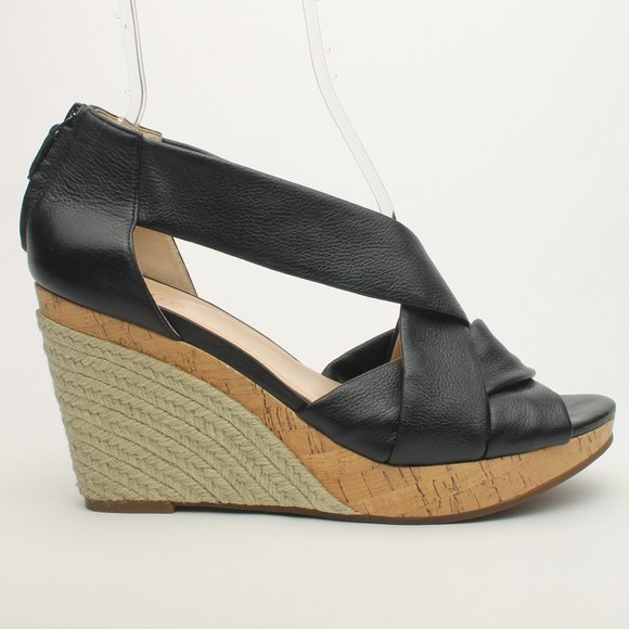 Cole Haan Shoes - Cole Haan Crisscross Black Wedge Espadrille Sandle size 11B Like New